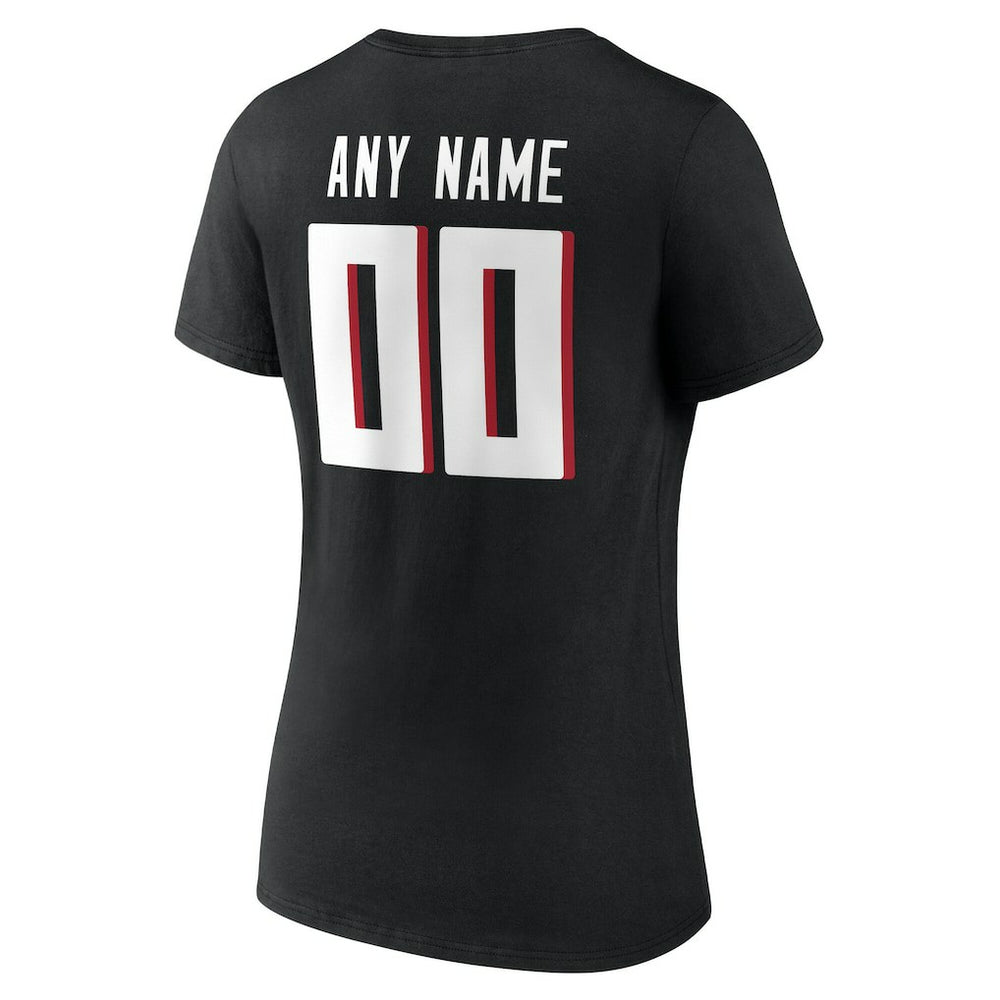 Atlanta Falcons Women's Team Authentic Personalized Name & Number V-Neck T-Shirt - Black on sale