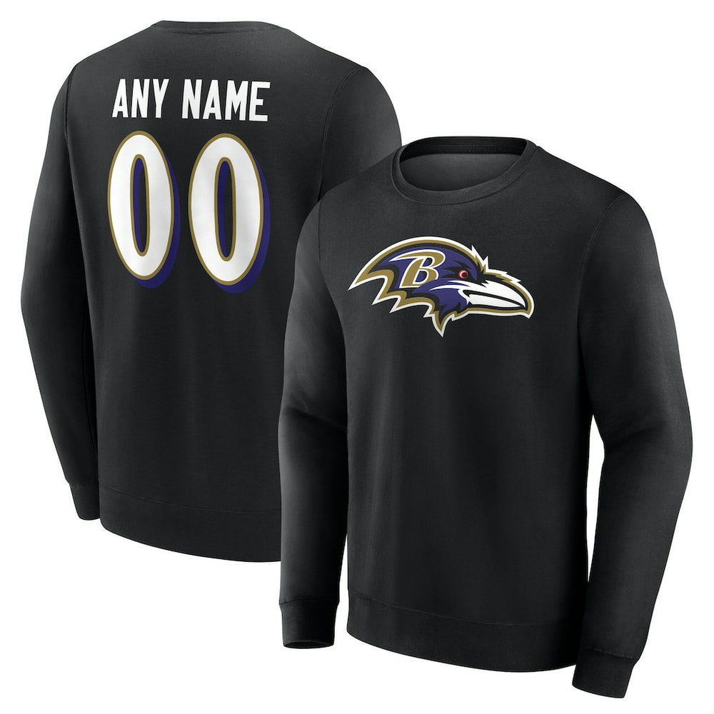 Baltimore Ravens Team Authentic Personalized Name & Number Sweatshirt - Black for sale