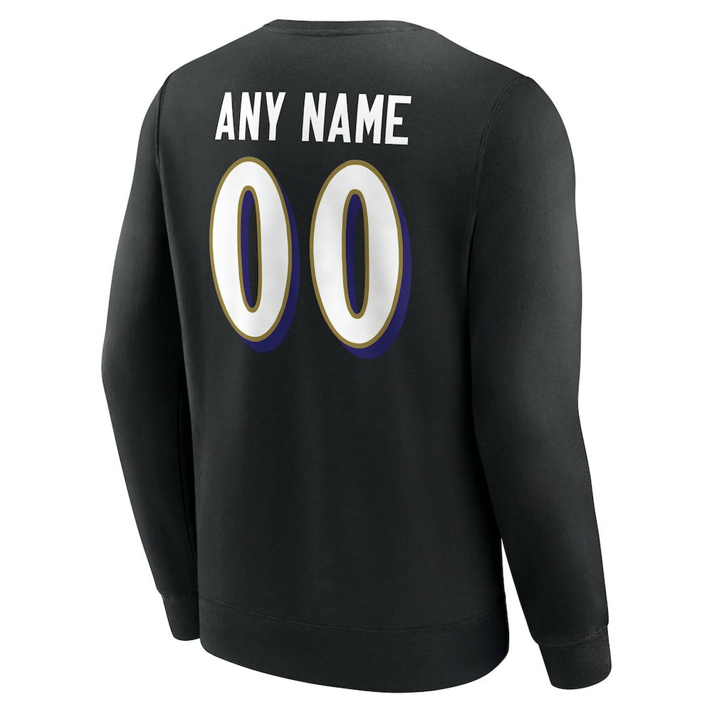 Baltimore Ravens Team Authentic Personalized Name & Number Sweatshirt - Black for sale
