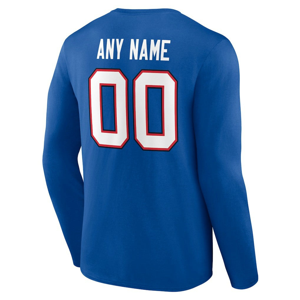 Buffalo Bills Team Authentic Personalized Name & Number Long Sleeve T-Shirt - Royal discount