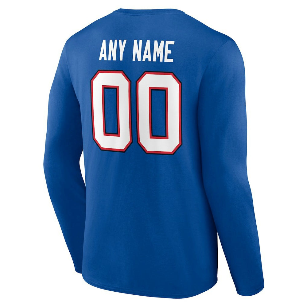 Buffalo Bills Team Authentic Personalized Name & Number Long Sleeve T-Shirt - Royal discount