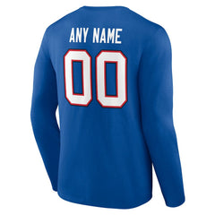 Buffalo Bills Team Authentic Personalized Name & Number Long Sleeve T-Shirt - Royal discount