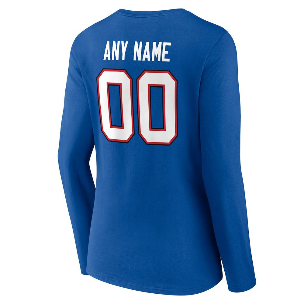 Buffalo Bills Women's Team Authentic Personalized Name & Number Long Sleeve V-Neck T-Shirt - Royal outlet