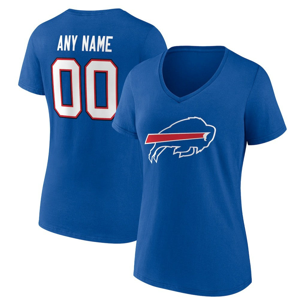 Buffalo Bills Women's Team Authentic Personalized Name & Number V-Neck T-Shirt - Royal on sale