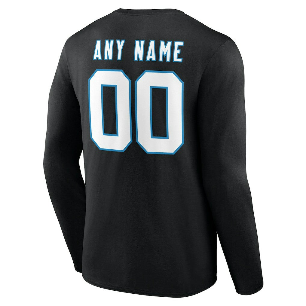 Carolina Panthers Team Authentic Personalized Name & Number Long Sleeve T-Shirt - Black discount