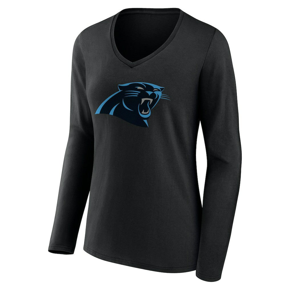 Carolina Panthers Women's Team Authentic Personalized Name & Number Long Sleeve V-Neck T-Shirt - Black outlet