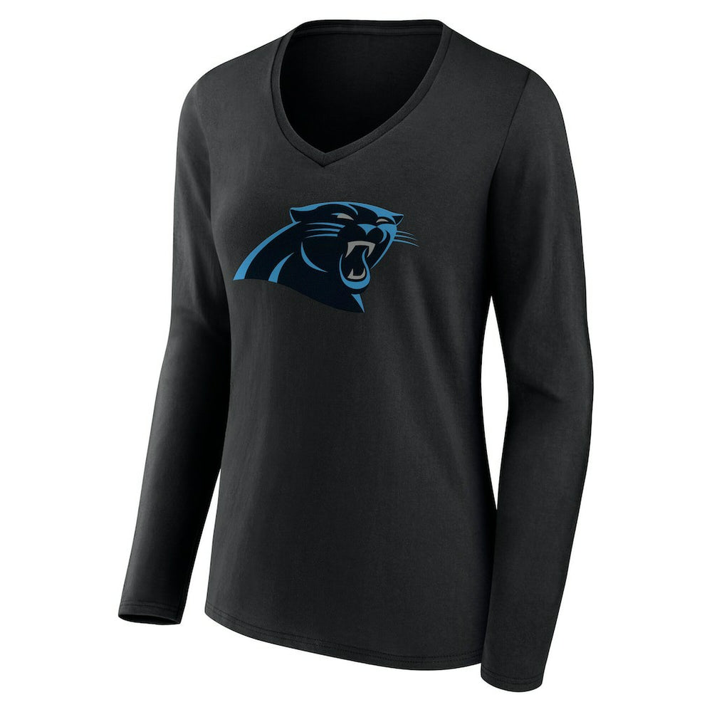Carolina Panthers Women's Team Authentic Personalized Name & Number Long Sleeve V-Neck T-Shirt - Black outlet