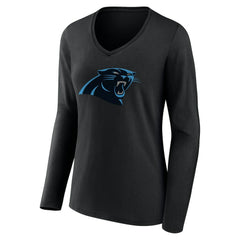 Carolina Panthers Women's Team Authentic Personalized Name & Number Long Sleeve V-Neck T-Shirt - Black outlet