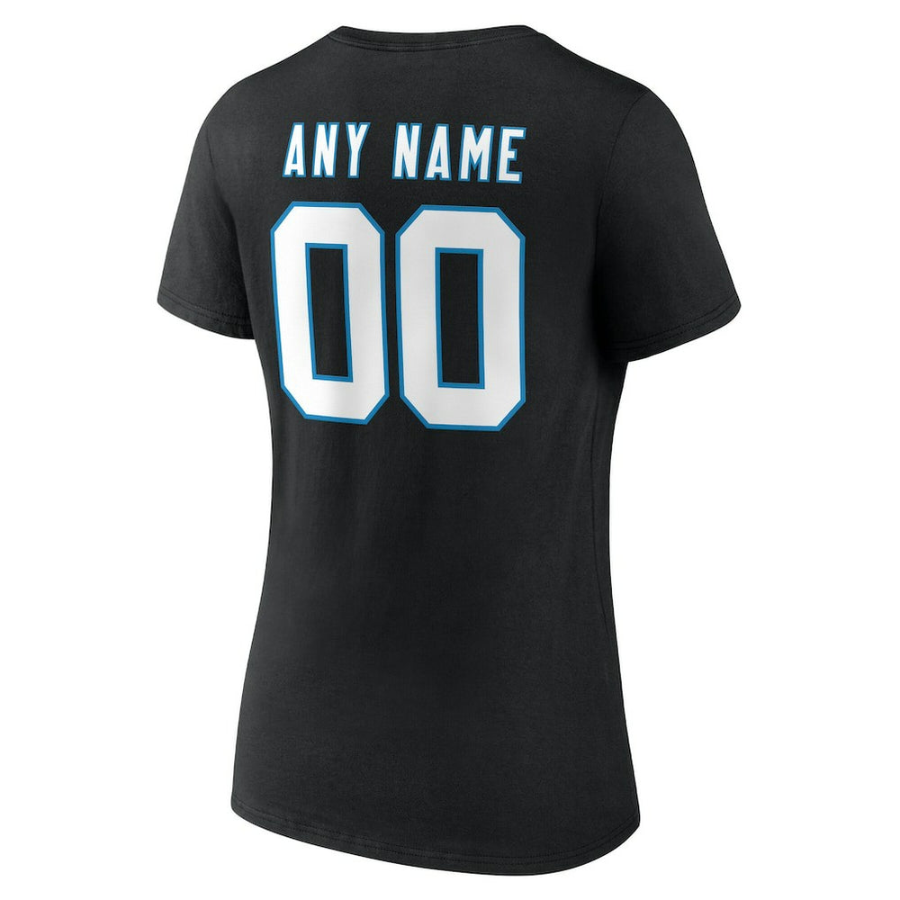 Carolina Panthers Women's Team Authentic Personalized Name & Number V-Neck T-Shirt - Black for sale