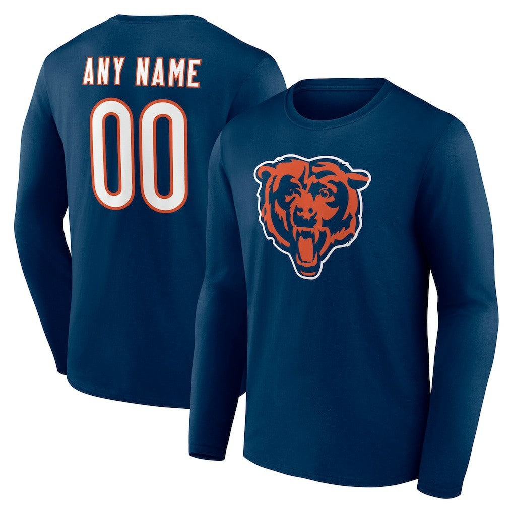 Chicago Bears Team Authentic Personalized Name & Number Long Sleeve T-Shirt - Navy outlet