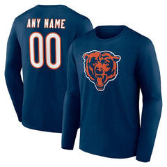Chicago Bears Team Authentic Personalized Name & Number Long Sleeve T-Shirt - Navy outlet
