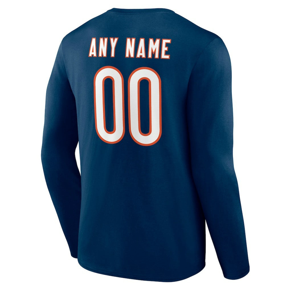 Chicago Bears Team Authentic Personalized Name & Number Long Sleeve T-Shirt - Navy outlet