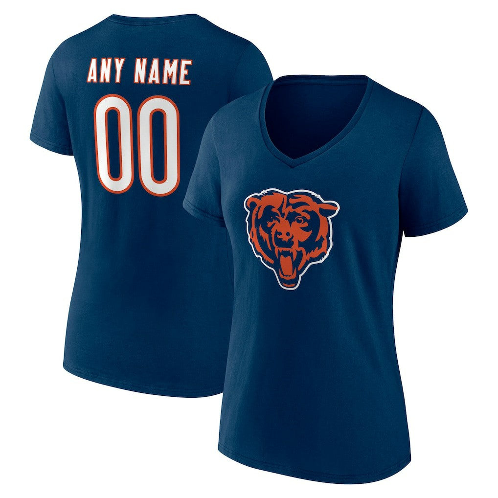 Chicago Bears Women's Team Authentic Personalized Name & Number V-Neck T-Shirt - Navy discount