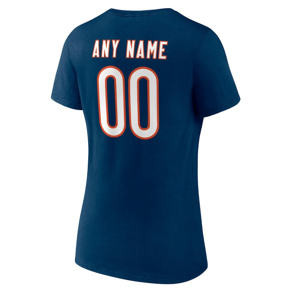 Chicago Bears Women's Team Authentic Personalized Name & Number V-Neck T-Shirt - Navy discount