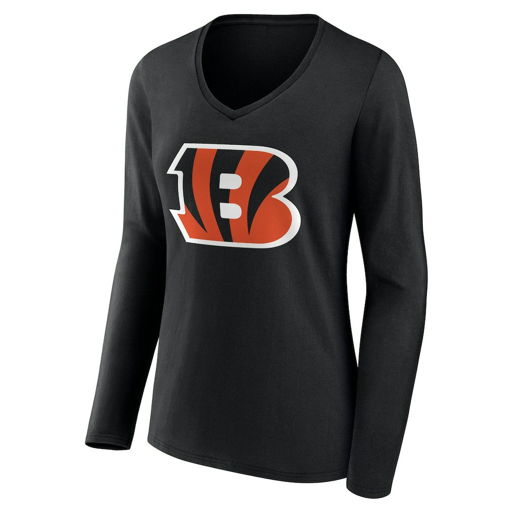 Cincinnati Bengals Women's Team Authentic Personalized Name & Number Long Sleeve V-Neck T-Shirt - Black discount