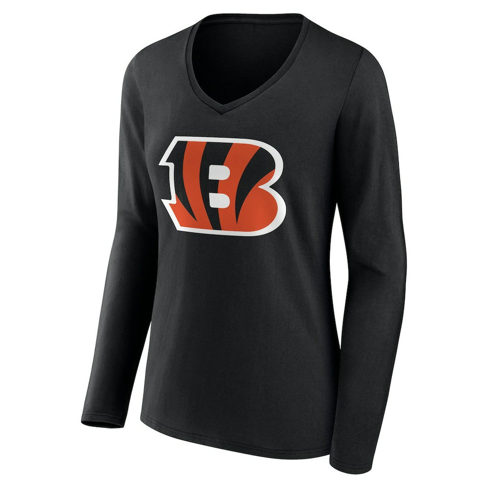 Cincinnati Bengals Women's Team Authentic Personalized Name & Number Long Sleeve V-Neck T-Shirt - Black discount