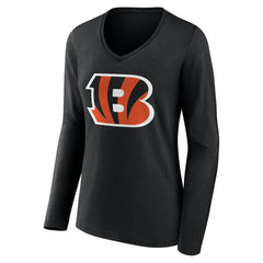 Cincinnati Bengals Women's Team Authentic Personalized Name & Number Long Sleeve V-Neck T-Shirt - Black discount