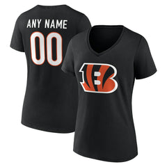 Cincinnati Bengals Women's Team Authentic Personalized Name & Number V-Neck T-Shirt - Black sale