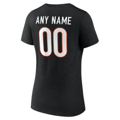 Cincinnati Bengals Women's Team Authentic Personalized Name & Number V-Neck T-Shirt - Black sale
