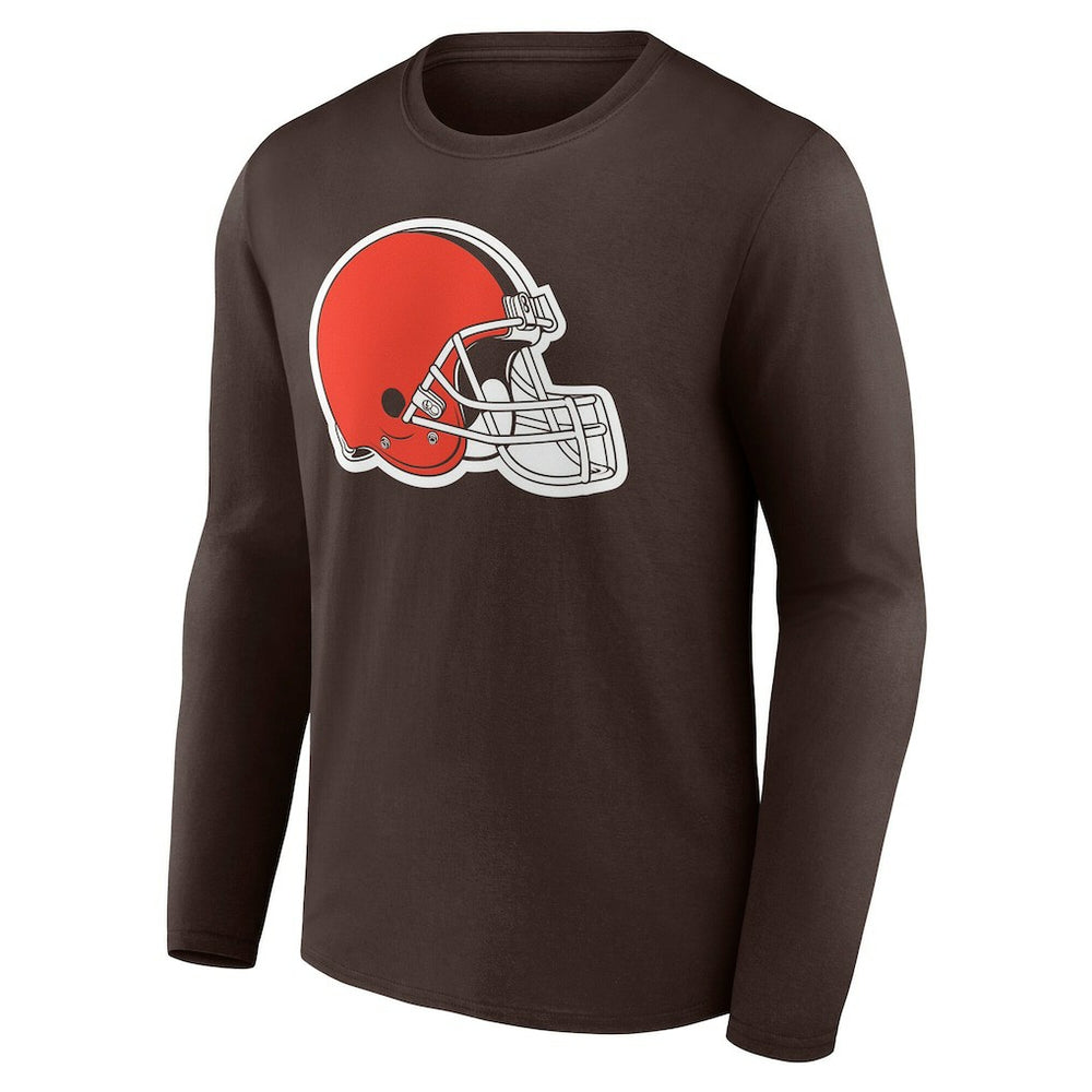 Cleveland Browns Team Authentic Personalized Name & Number Long Sleeve T-Shirt - Brown sale