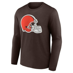 Cleveland Browns Team Authentic Personalized Name & Number Long Sleeve T-Shirt - Brown sale