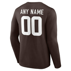 Cleveland Browns Team Authentic Personalized Name & Number Long Sleeve T-Shirt - Brown sale