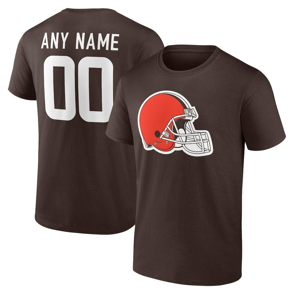 Cleveland Browns Team Authentic Personalized Name & Number T-Shirt - Brown cheap