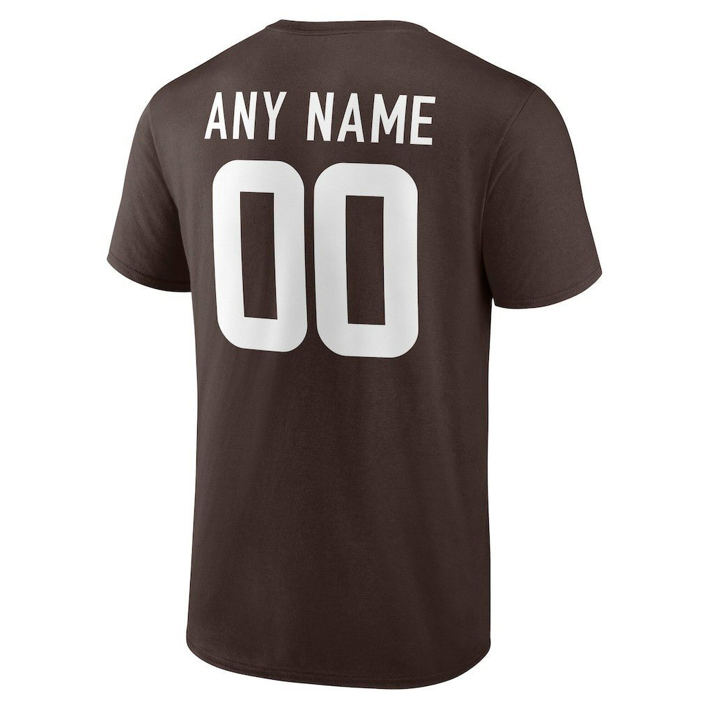 Cleveland Browns Team Authentic Personalized Name & Number T-Shirt - Brown cheap