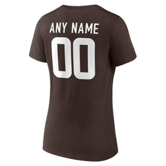 Cleveland Browns Women's Team Authentic Personalized Name & Number V-Neck T-Shirt - Brown for sale