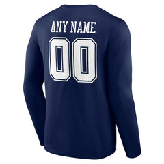 Dallas Cowboys Team Authentic Personalized Name & Number Long Sleeve T-Shirt - Navy sale