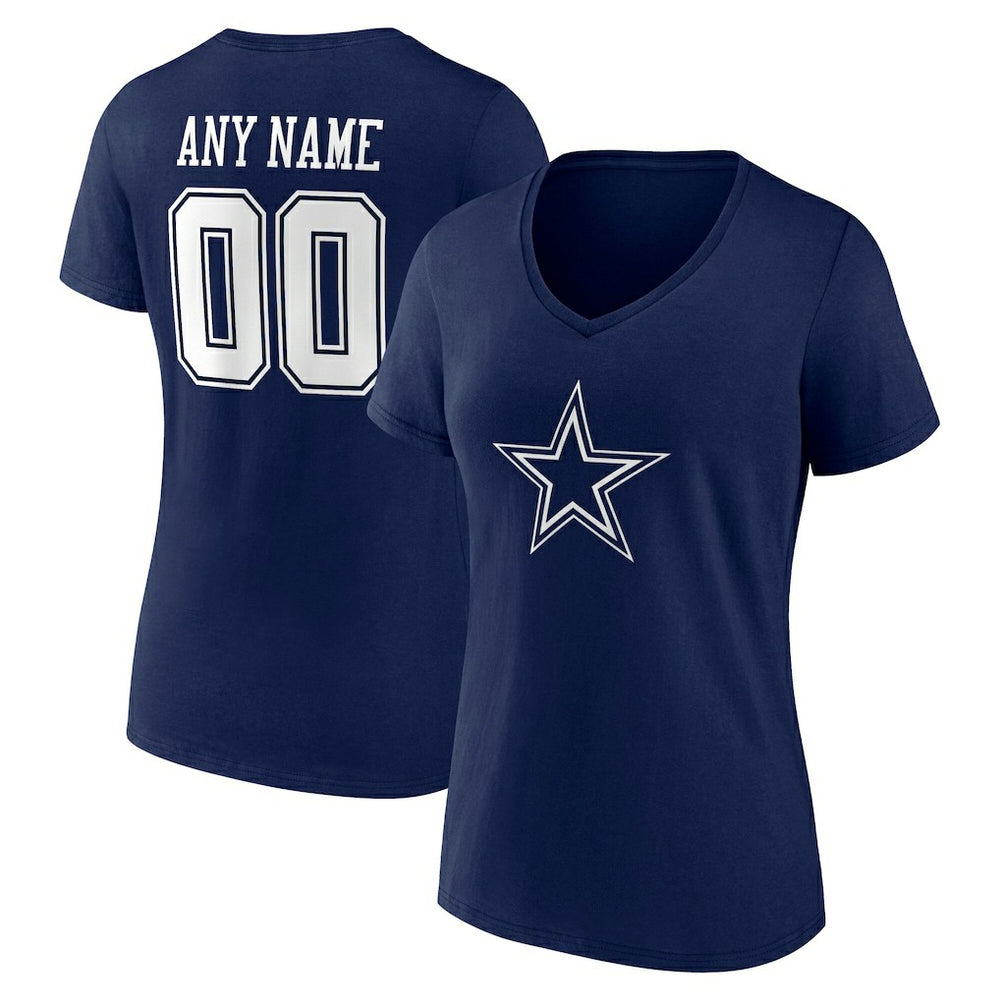 Dallas Cowboys Women's Team Authentic Personalized Name & Number V-Neck T-Shirt - Navy cheap