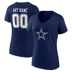 Dallas Cowboys Women's Team Authentic Personalized Name & Number V-Neck T-Shirt - Navy cheap