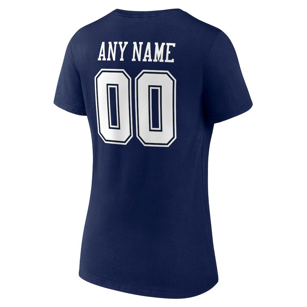 Dallas Cowboys Women's Team Authentic Personalized Name & Number V-Neck T-Shirt - Navy cheap