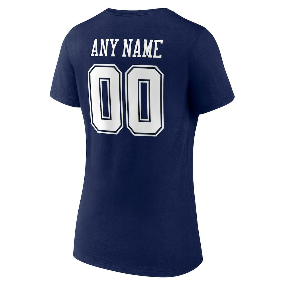 Dallas Cowboys Women's Team Authentic Personalized Name & Number V-Neck T-Shirt - Navy cheap