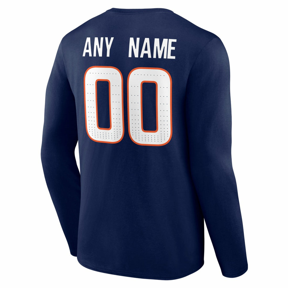 Denver Broncos Team Authentic Personalized Name & Number Long Sleeve T-Shirt - Navy for sale