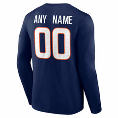 Denver Broncos Team Authentic Personalized Name & Number Long Sleeve T-Shirt - Navy for sale