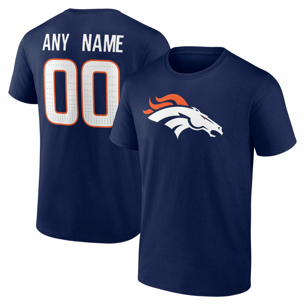 Denver Broncos Team Authentic Personalized Name & Number T-Shirt - Navy on sale