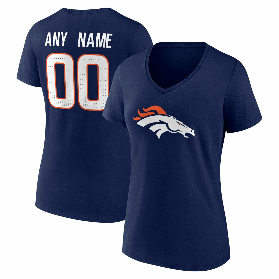 Denver Broncos Women's Team Authentic Personalized Name & Number V-Neck T-Shirt - Navy discount