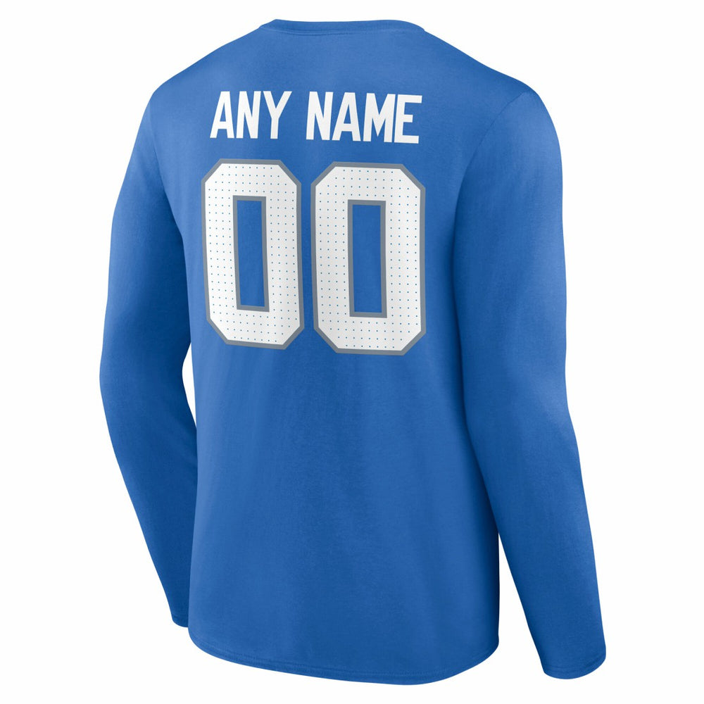 Detroit Lions Team Authentic Personalized Name & Number Long Sleeve T-Shirt - Blue for sale