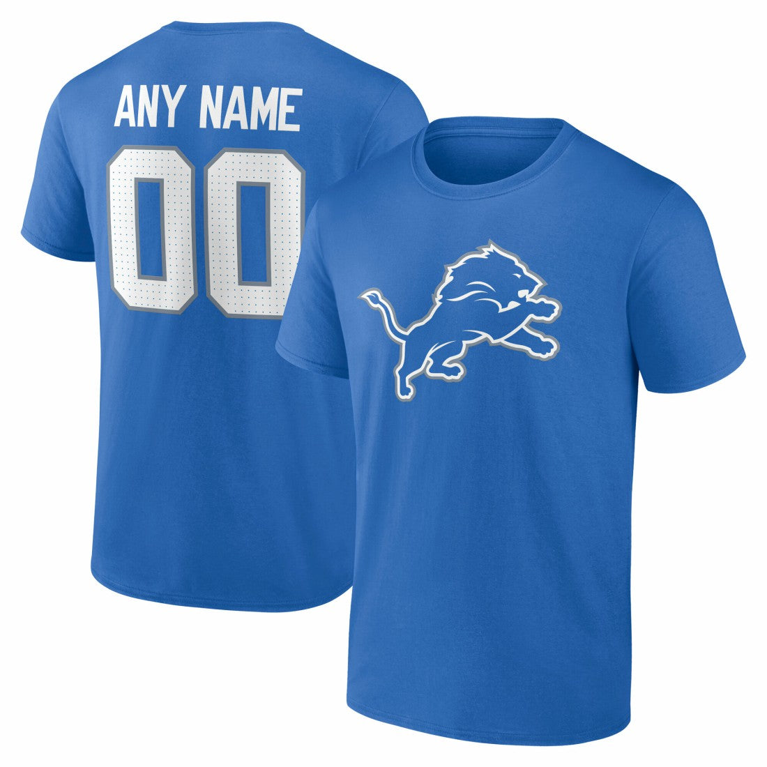 Detroit Lions Team Authentic Personalized Name & Number T-Shirt - Blue on sale