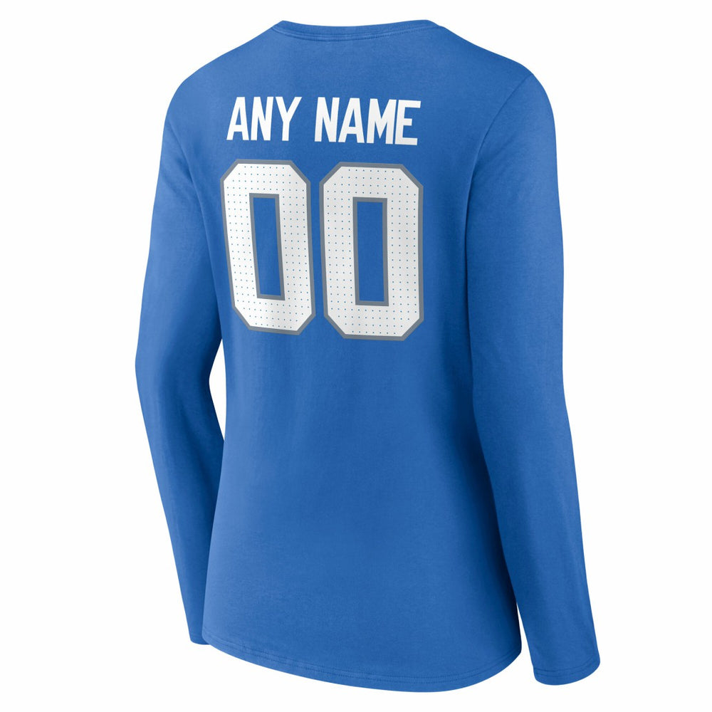 Detroit Lions Women's Team Authentic Personalized Name & Number Long Sleeve V-Neck T-Shirt - Blue cheap