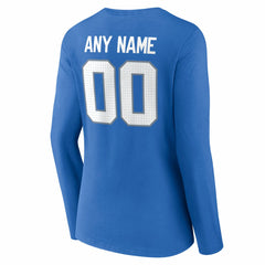 Detroit Lions Women's Team Authentic Personalized Name & Number Long Sleeve V-Neck T-Shirt - Blue cheap