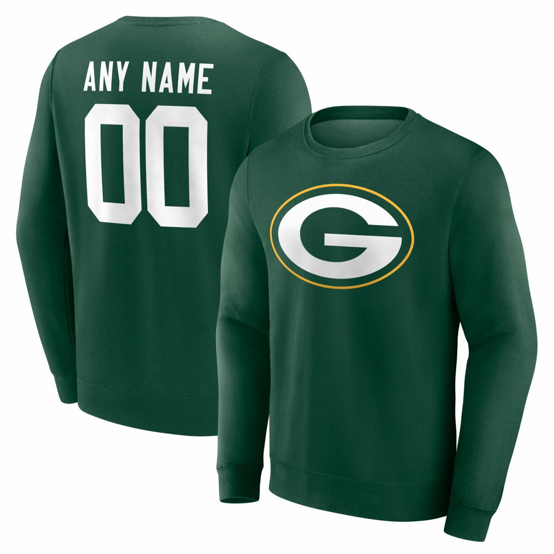 Green Bay Packers Team Authentic Personalized Name & Number Sweatshirt - Green cheap