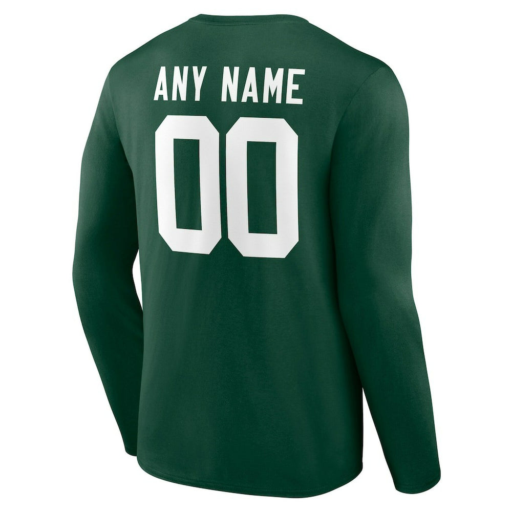 Green Bay Packers Team Authentic Personalized Name & Number Long Sleeve T-Shirt - Green for sale