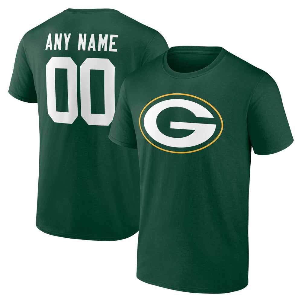 Green Bay Packers Team Authentic Personalized Name & Number T-Shirt - Green for sale