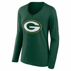 Green Bay Packers Women's Team Authentic Personalized Name & Number Long Sleeve V-Neck T-Shirt - Green on sale