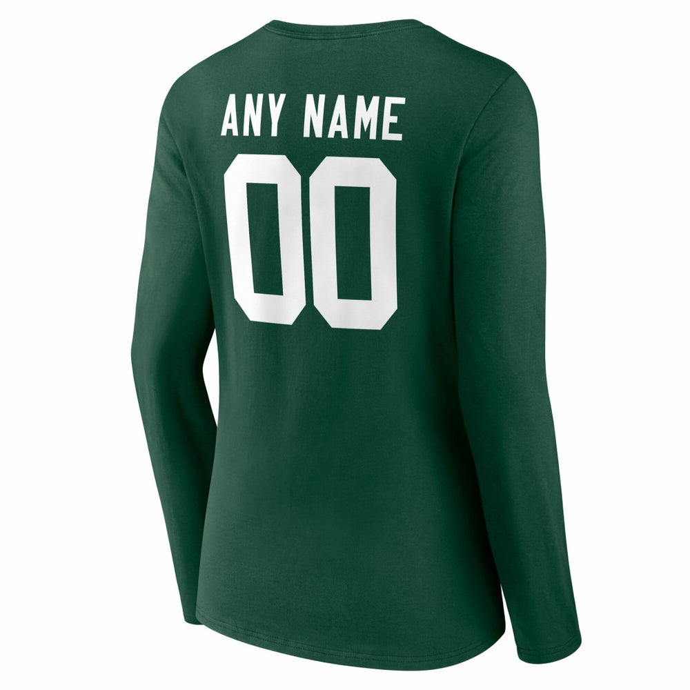 Green Bay Packers Women's Team Authentic Personalized Name & Number Long Sleeve V-Neck T-Shirt - Green on sale