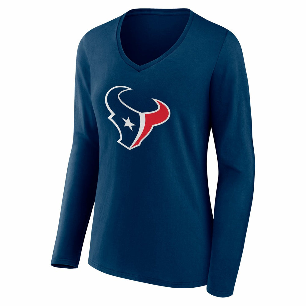 Houston Texans Women's Team Authentic Personalized Name & Number Long Sleeve V-Neck T-Shirt - Navy online