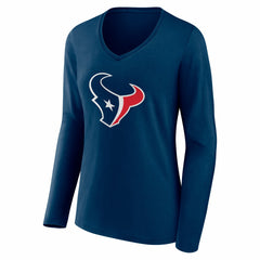 Houston Texans Women's Team Authentic Personalized Name & Number Long Sleeve V-Neck T-Shirt - Navy online