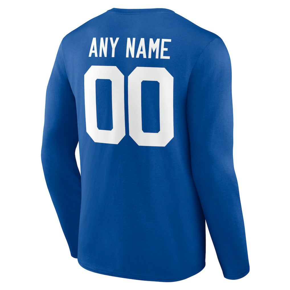 Indianapolis Colts Team Authentic Personalized Name & Number Long Sleeve T-Shirt - Royal on sale